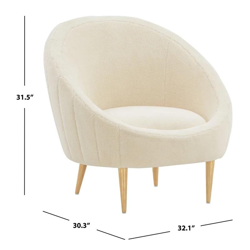 Razia Ivory Velvet Barrel Chair with Gold Legs