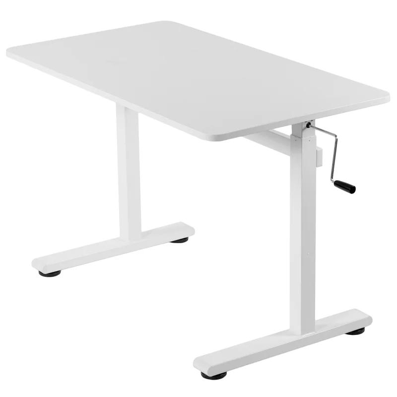 Crisp White 43" x 24" Hand Crank Adjustable Standing Desk
