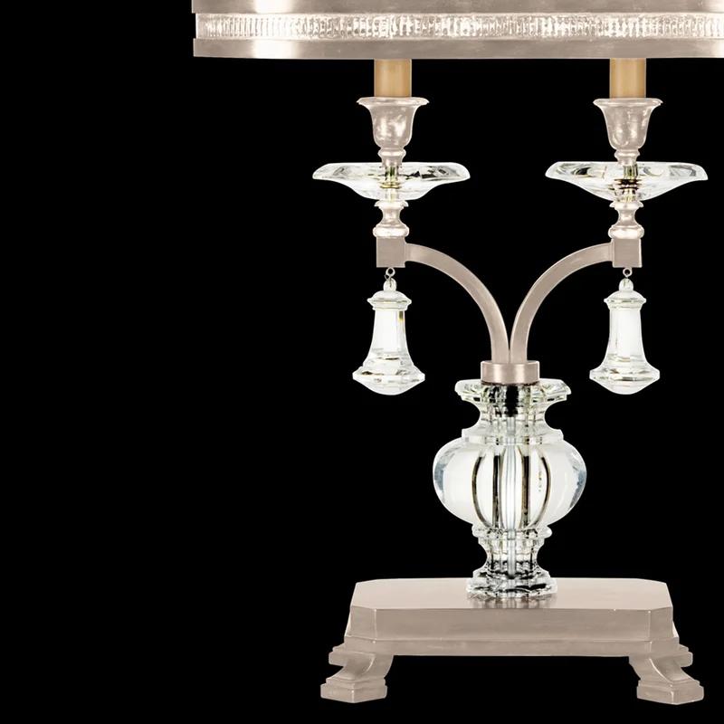 Eaton Place Silver Leaf Faceted Crystal 31" Chandelier Table Lamp