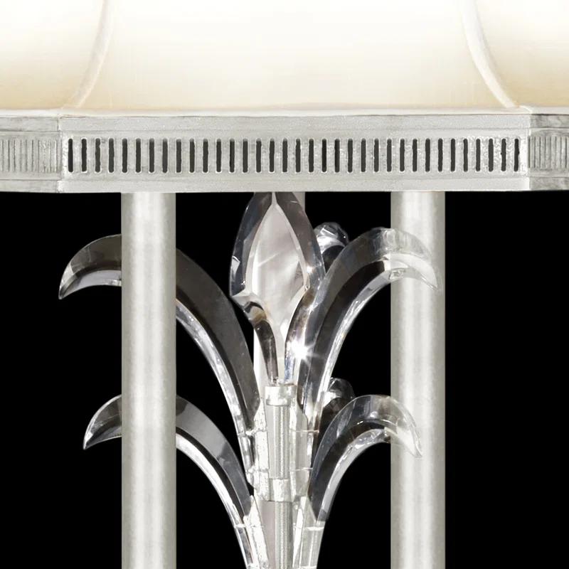 Elegant Silver Leaf Beveled Arcs 3-Light Buffet Lamp