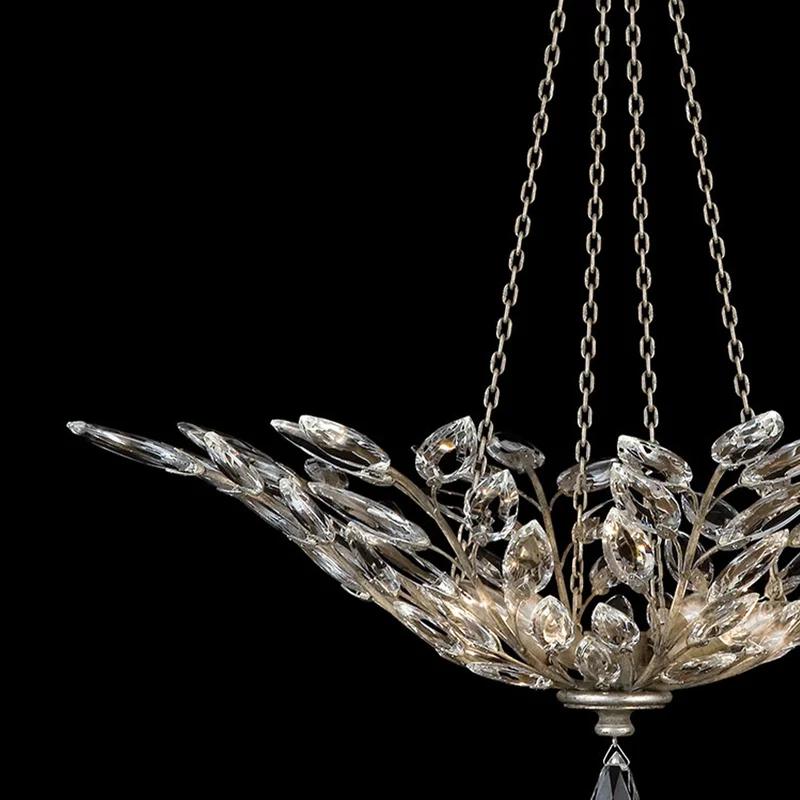 Elegant Silver Crystal Laurel 4-Light Pendant