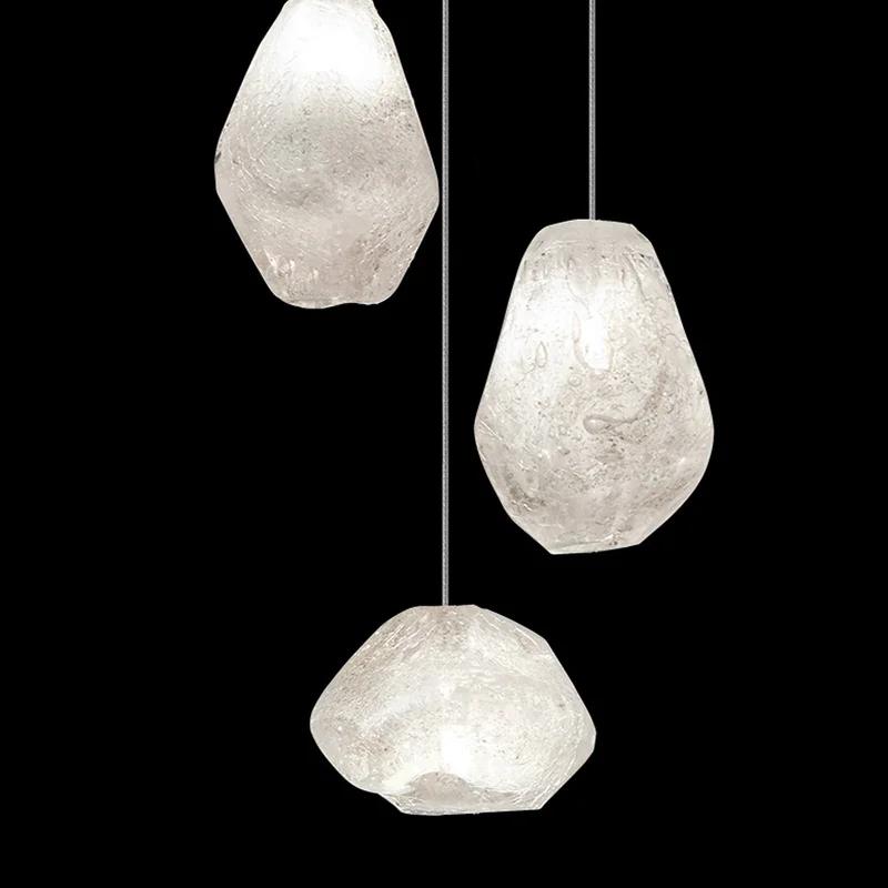 Silver Glass 3-Light Geometric Pendant with LED Bulbs