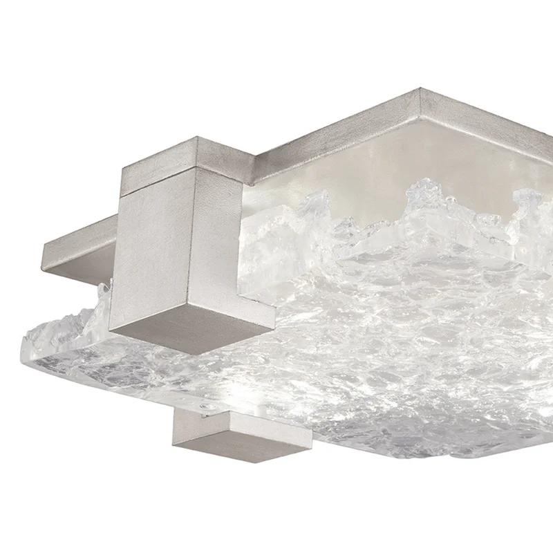 Zen Inspired 4-Light LED Silver Flush Mount with Cast Glass
