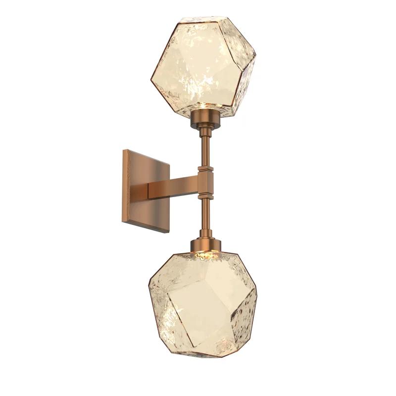 Geometric Gem Dual Sconce in Metallic Beige Silver with Bronze Shades