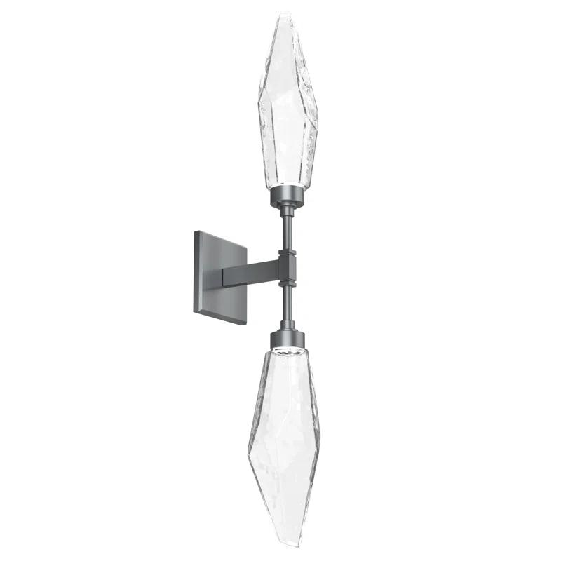 Matte Black Double Glass Sconce with LED Light