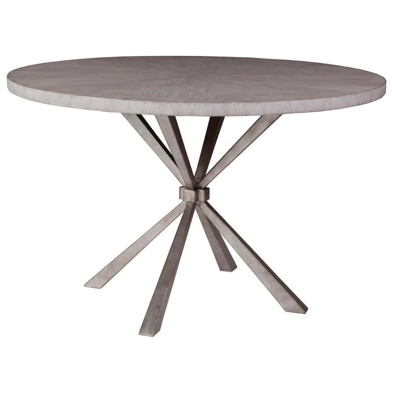 48" Gray Mahogany and Iron Round Dining Table