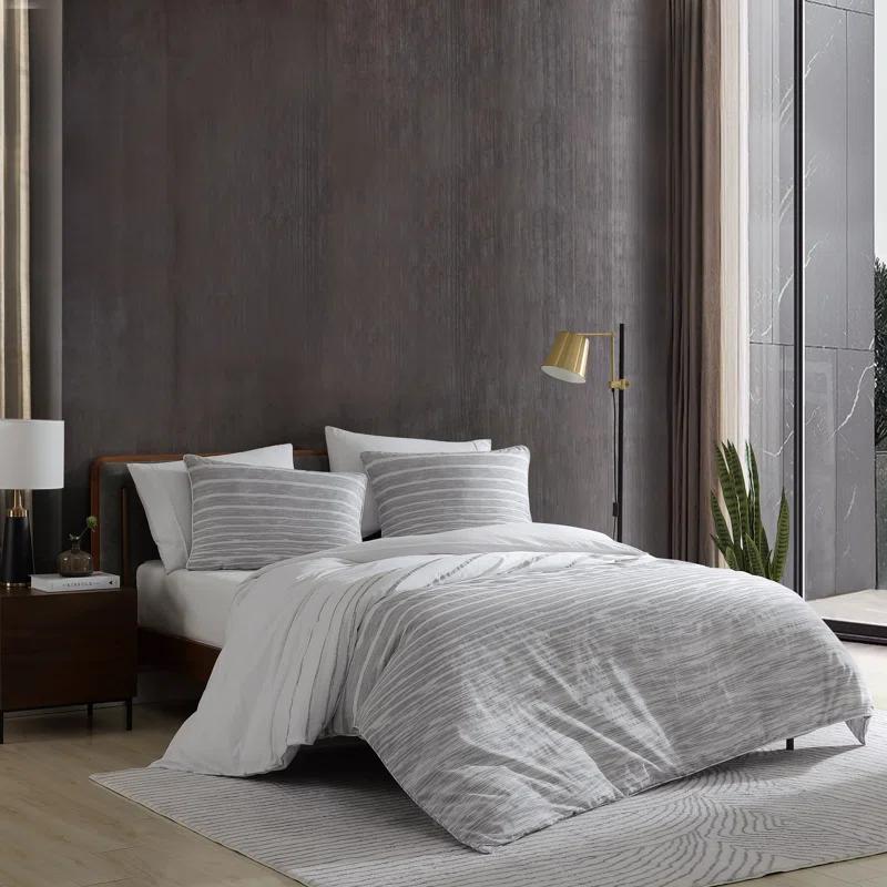 Kenneth Cole Kenneth Cole Abstract Stripe Cotton Grey Comforter Set