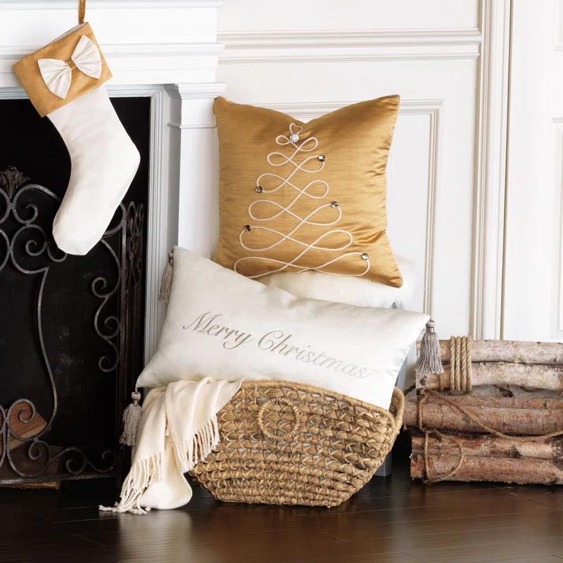 Holiday Merry Christmas Rectangular Polyester Pillow Cover & Insert