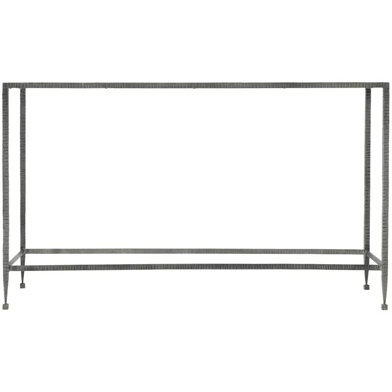 Gray Stone and Metal Rectangular Console Table with Storage