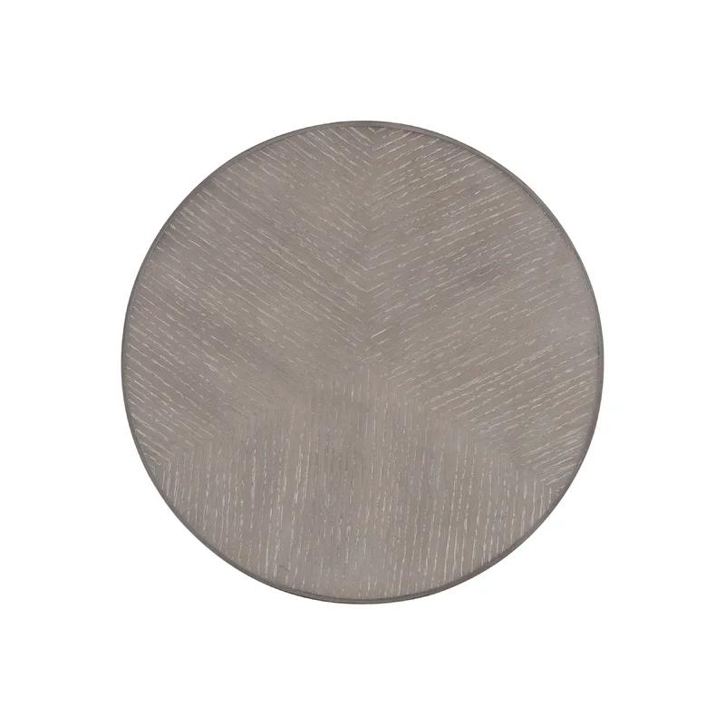 Gray Round Wood Transitional End Table