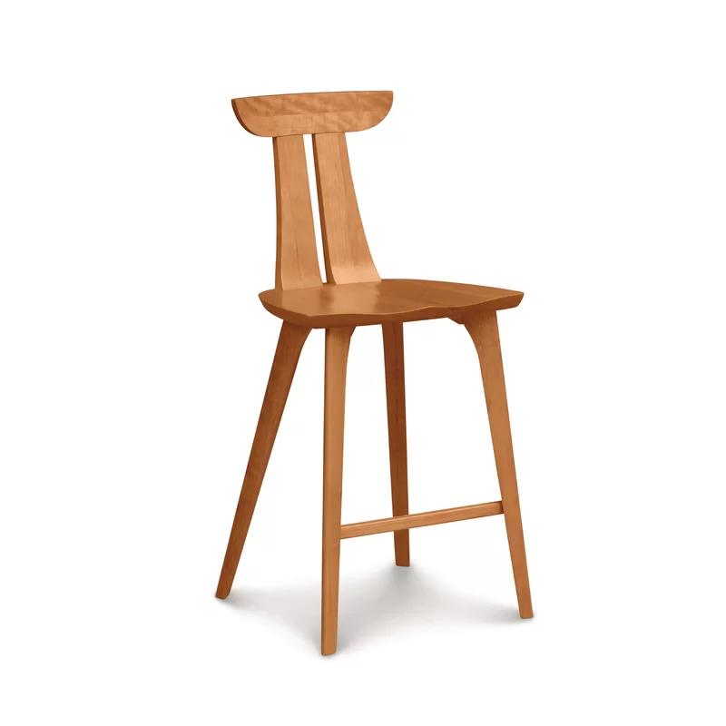 Estelle Natural Cherry Solid Wood Backless Saddle Stool