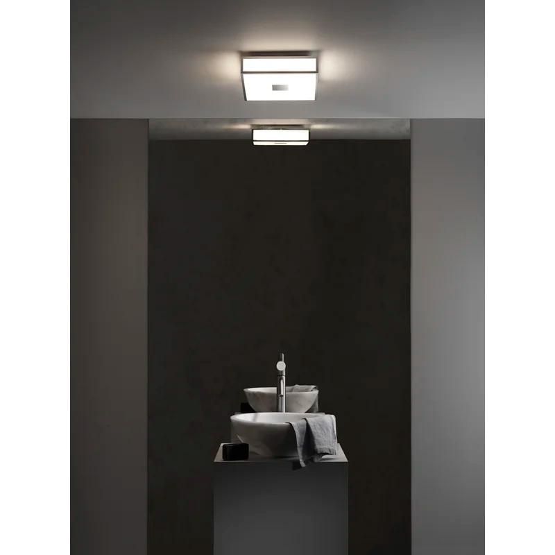 Elegant Square Polished Chrome Ceiling Light with Frosted Glass