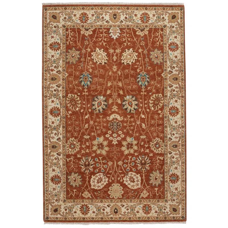 Sarah Hand-Knotted Ivory and Rust Wool 8' x 10' Area Rug