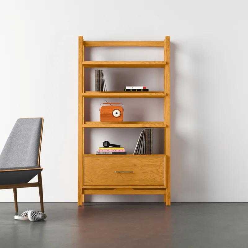 Acorn Wood Ladder Bookcase with Full Extension Drawer