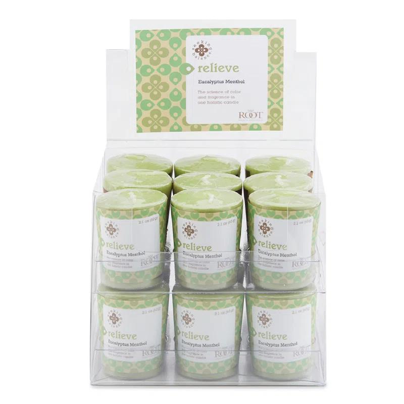 Root Candles Seeking Balance Relieve Eucalyptus Menthol Scented Votive Candle (Set of 18)