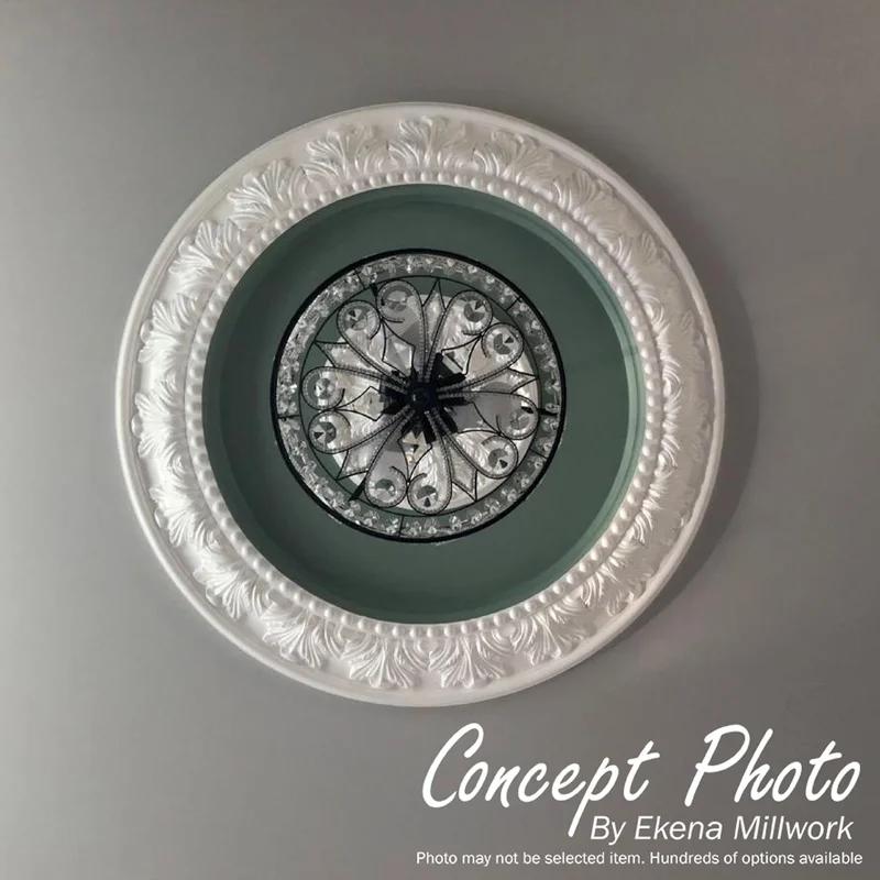 Ekena Millwork 47" Primed Dentil and Bead Decorative Ceiling Ring