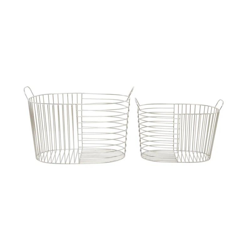 Abbie Metal Basket With Handles - Set of 2