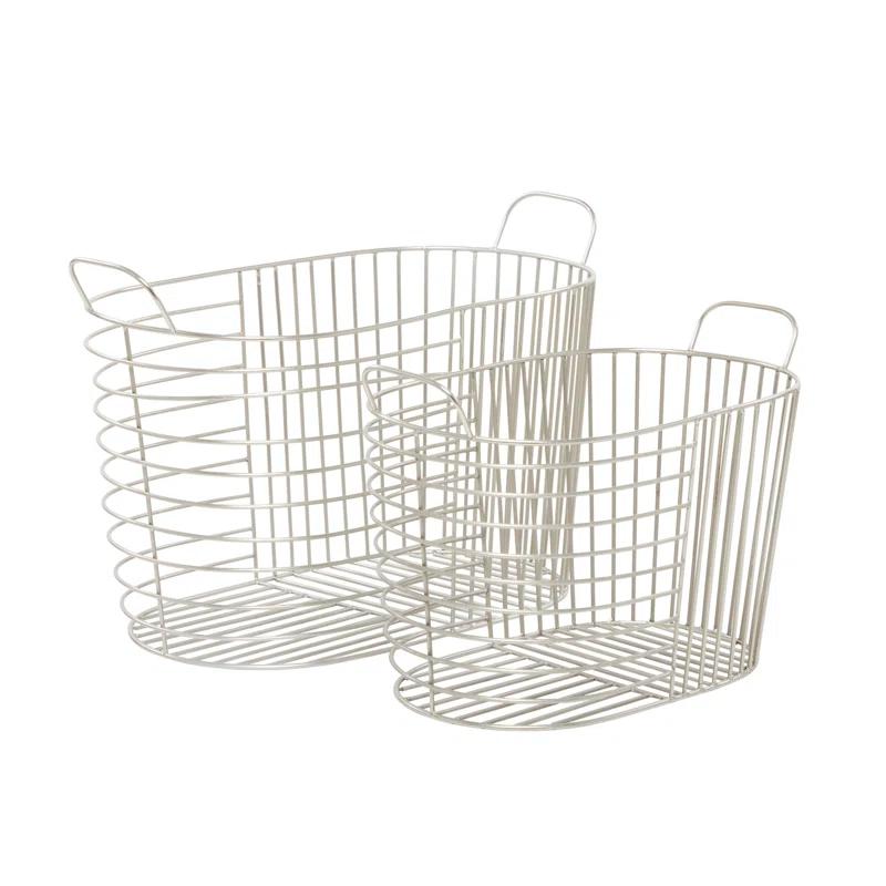 Abbie Metal Basket With Handles - Set of 2