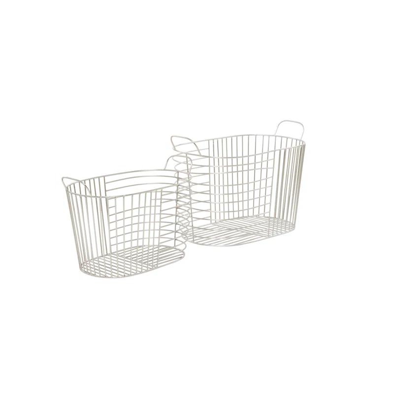 Abbie Metal Basket With Handles - Set of 2