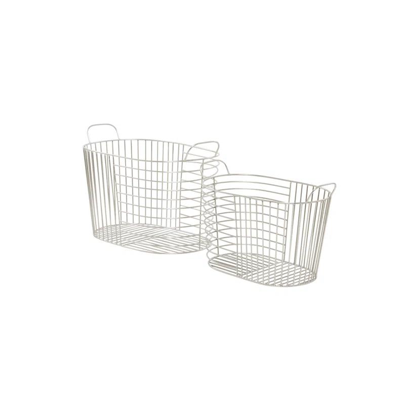 Abbie Metal Basket With Handles - Set of 2