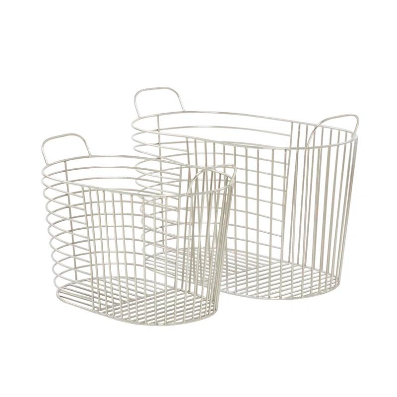 Abbie Metal Basket With Handles - Set of 2