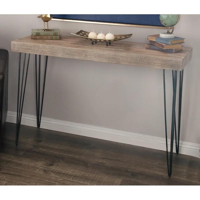Modern Wood and Metal Console Table with Storage, 47'' Brown
