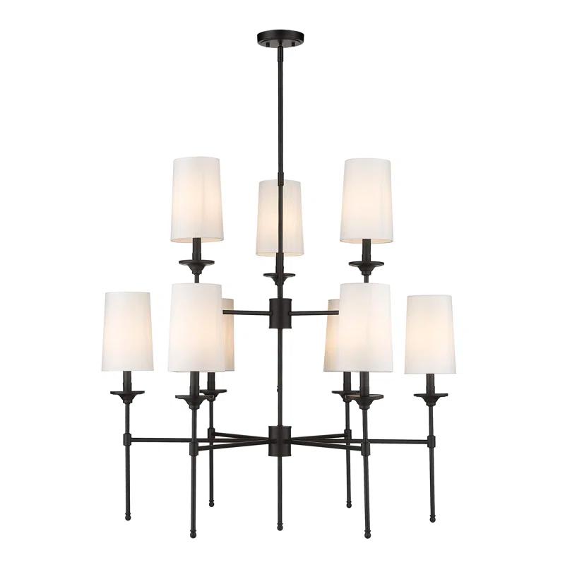 Emily Matte Black 9-Light Transitional Tiered Chandelier