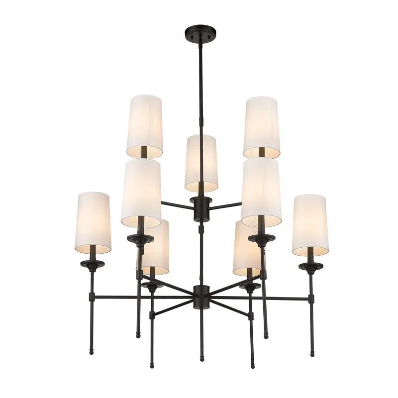 Emily Matte Black 9-Light Transitional Tiered Chandelier