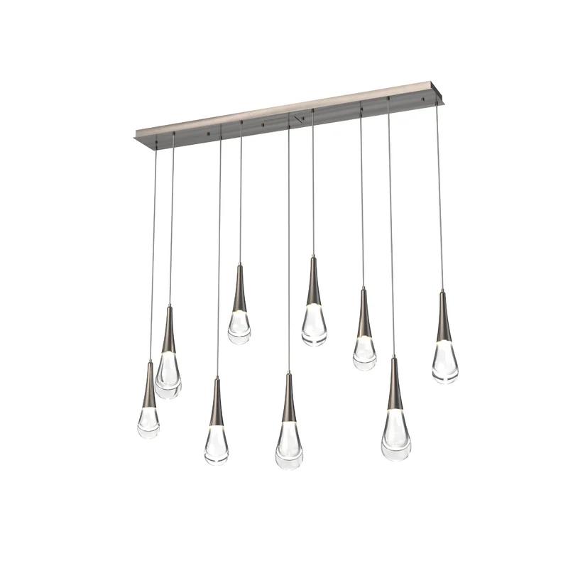 Ethereal Spring 7-Light LED Kitchen Island Pendant in Flat Bronze