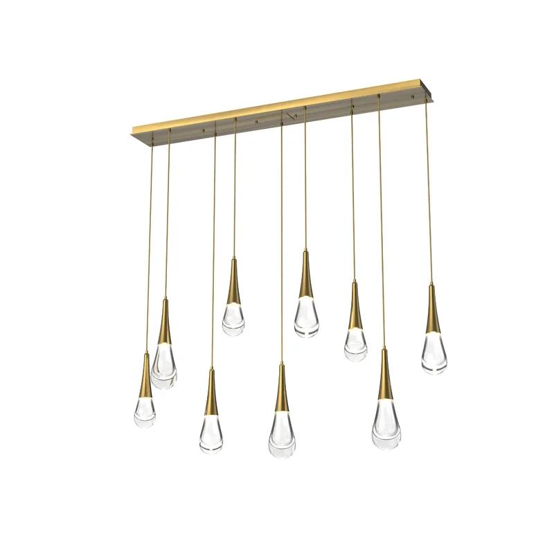 Ethereal Spring 7-Light LED Kitchen Island Pendant in Flat Bronze