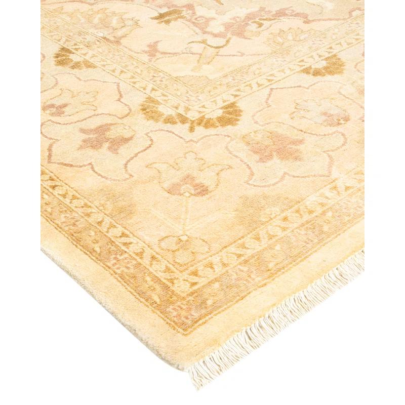 Ivory and Beige Hand-Knotted Wool 8' x 10' Area Rug