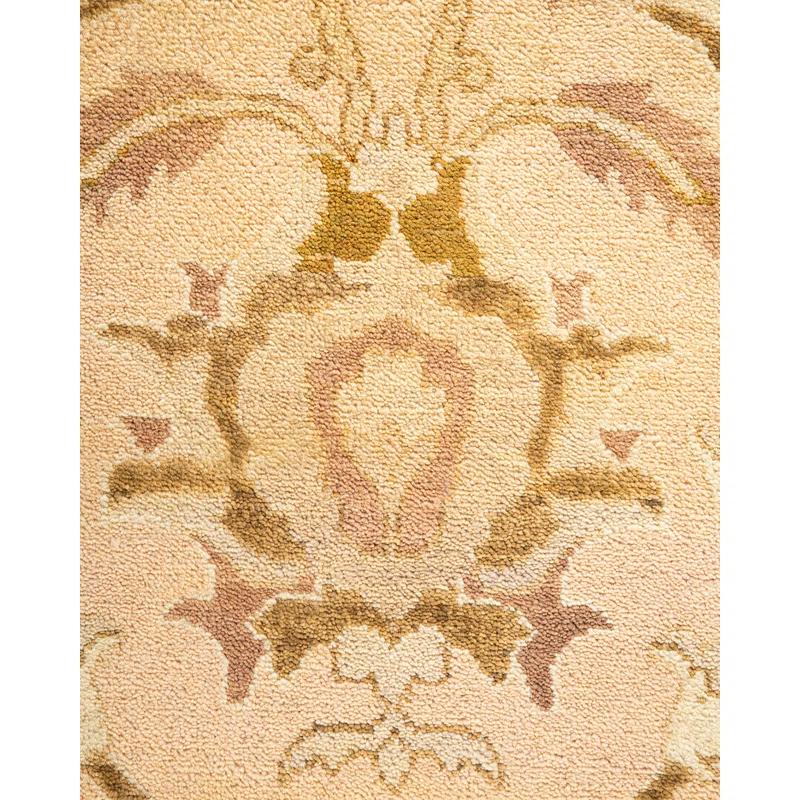 Ivory and Beige Hand-Knotted Wool 8' x 10' Area Rug