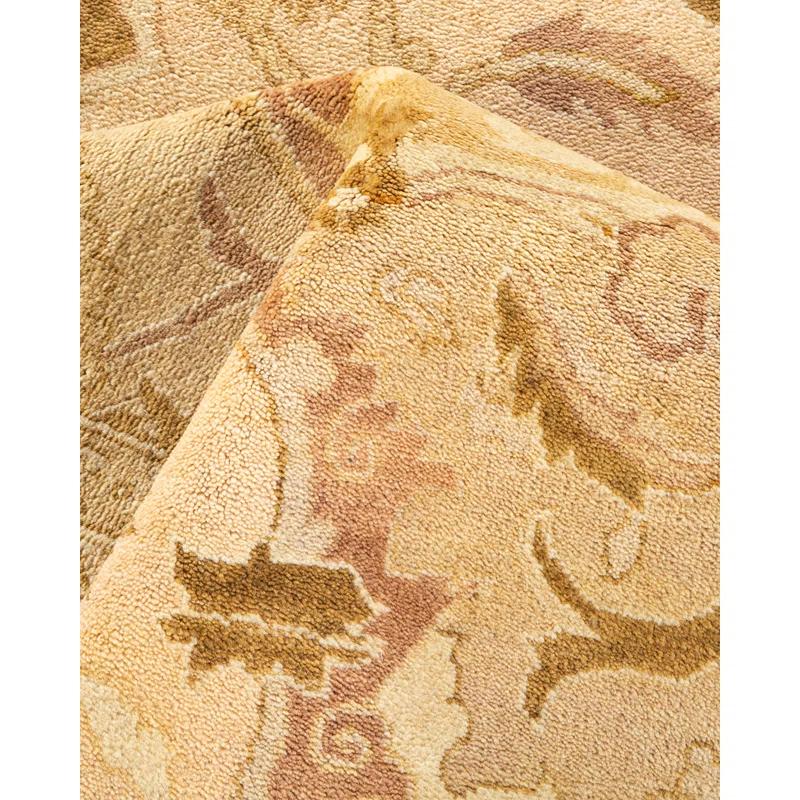 Ivory and Beige Hand-Knotted Wool 8' x 10' Area Rug
