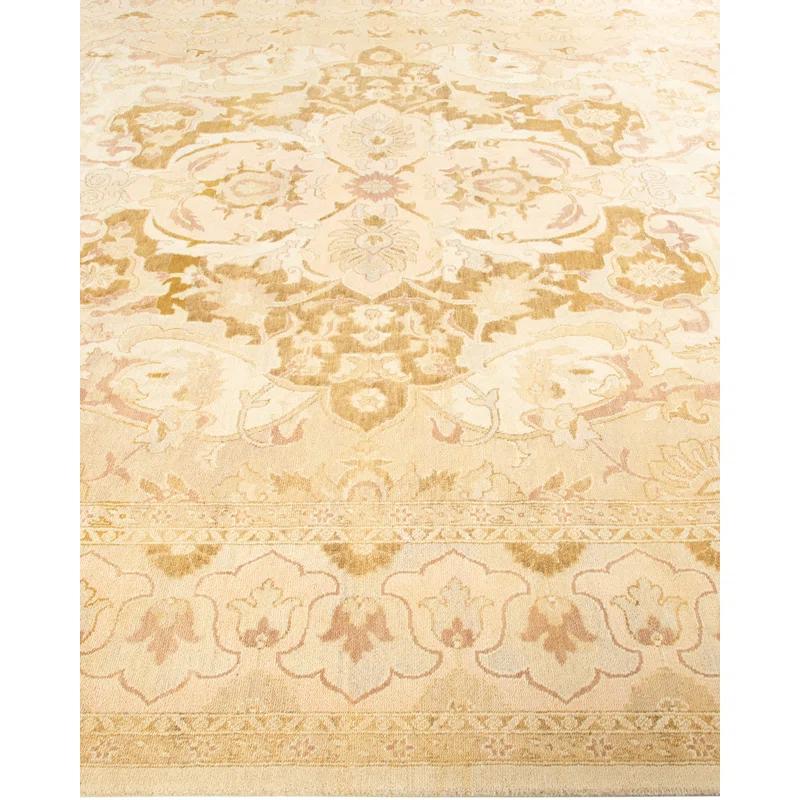 Ivory and Beige Hand-Knotted Wool 8' x 10' Area Rug