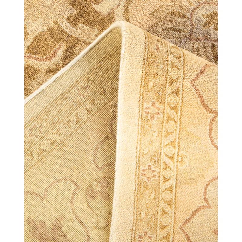Ivory and Beige Hand-Knotted Wool 8' x 10' Area Rug