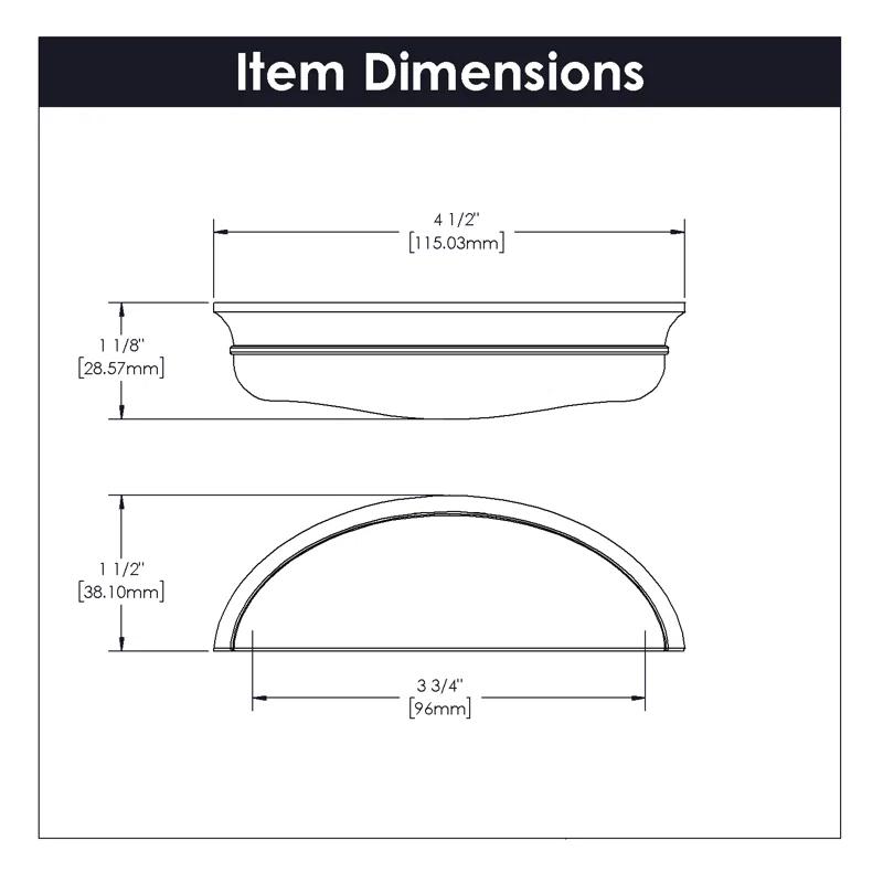 Traditional Black Stainless Steel Cup Pull with Mounting Hardware