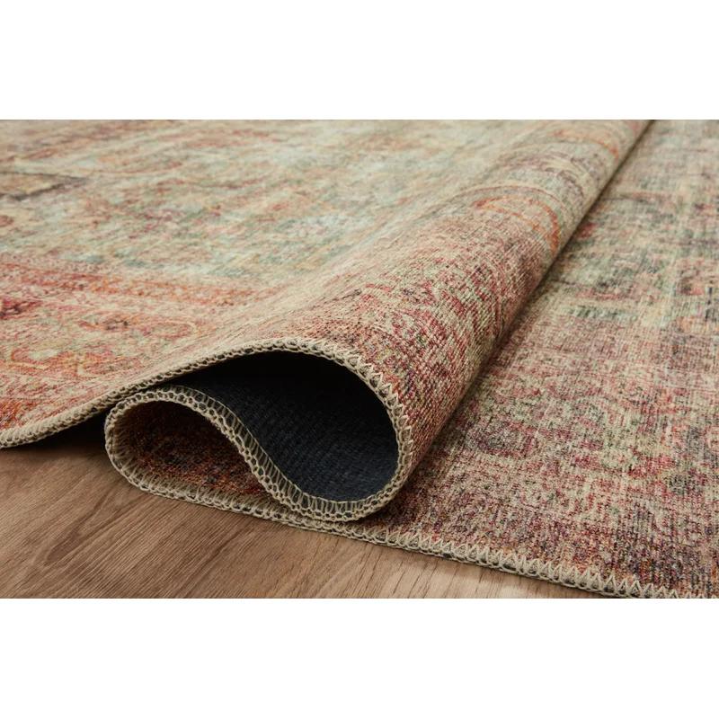 Rectangular Red Synthetic 7'6" x 9'6" Stain-Resistant Rug