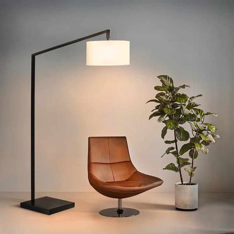 Stretch Chairside Arc Floor Lamp - Matte Black 75" Height