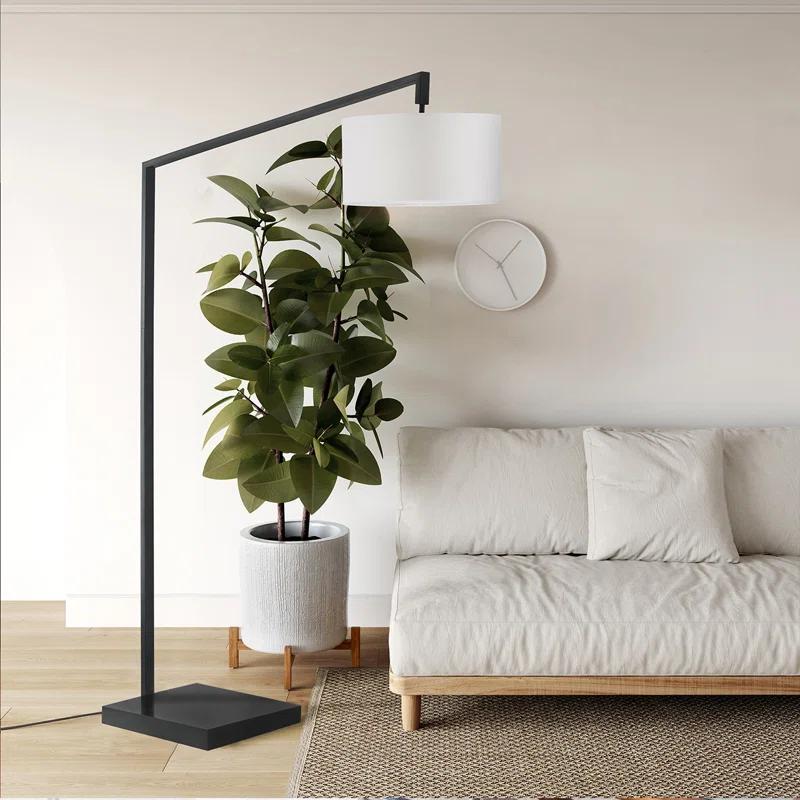 Stretch Chairside Arc Floor Lamp - Matte Black 75" Height