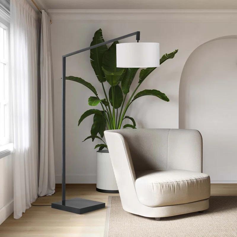 Stretch Chairside Arc Floor Lamp - Matte Black 75" Height