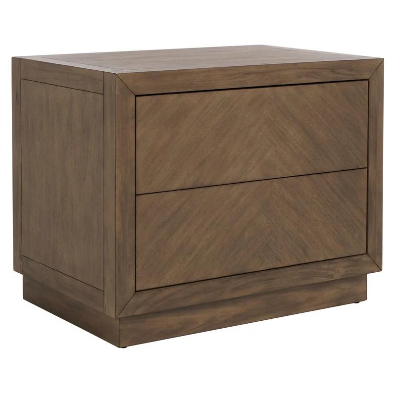 Steve 2-Drawer Brown Mahogany Wood Nightstand