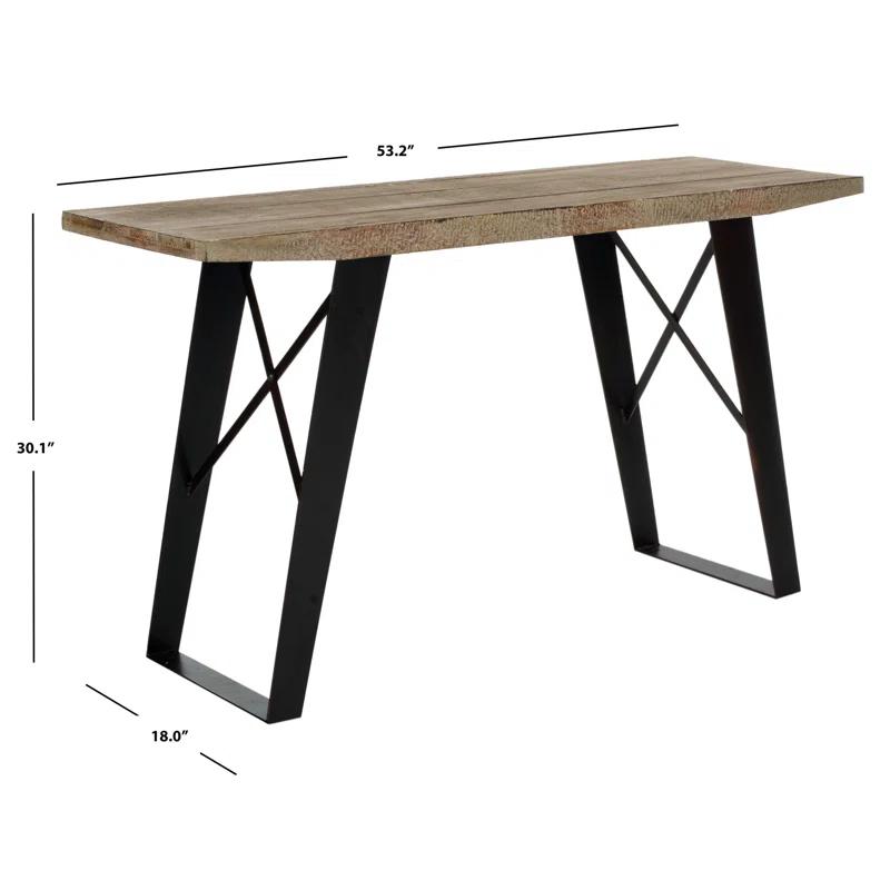 Transitional Waldo 53'' Black/Brown Wood and Metal Console Table with Storage