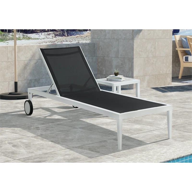 Velizar Mesh Waterproof Fabric Outdoor Patio Aluminum Mesh Chaise Lounge Chair