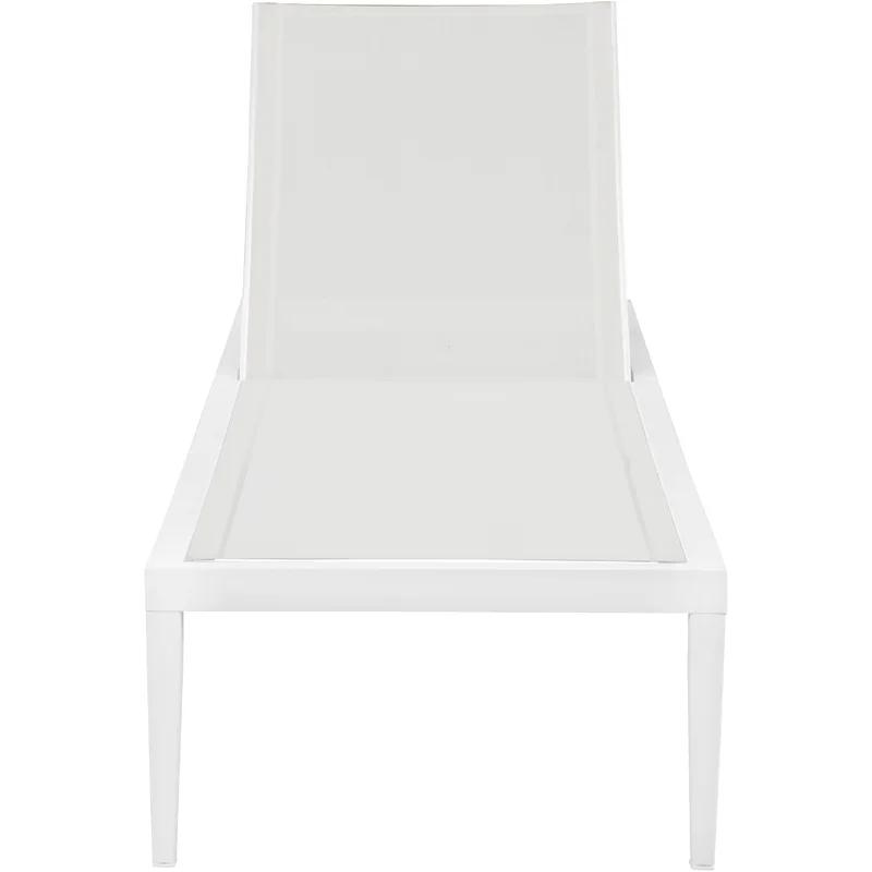 Nizuc Contemporary White Aluminum Mesh Outdoor Chaise Lounge