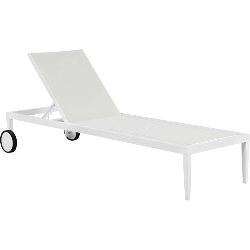 Nizuc Contemporary White Aluminum Mesh Outdoor Chaise Lounge