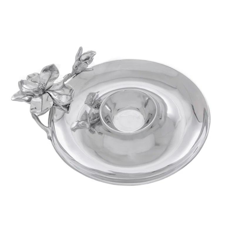 Arthur Court Designs Arthur Court Designs Magnolia Aluminum Chips And Dip Platter
