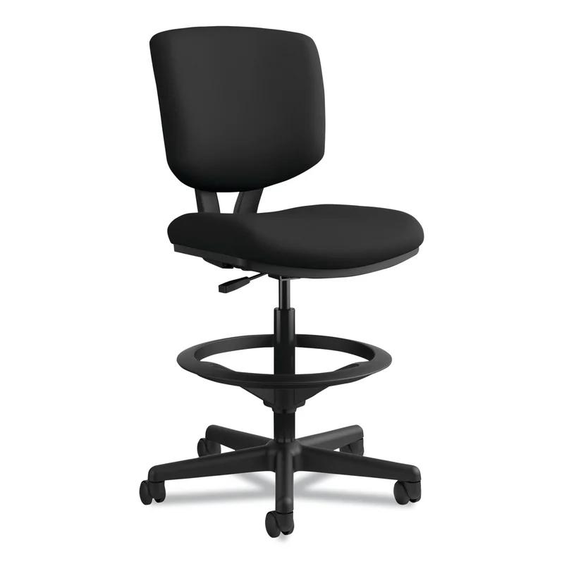 Adjustable 360 Swivel Black Polyester Task Chair with Footrest