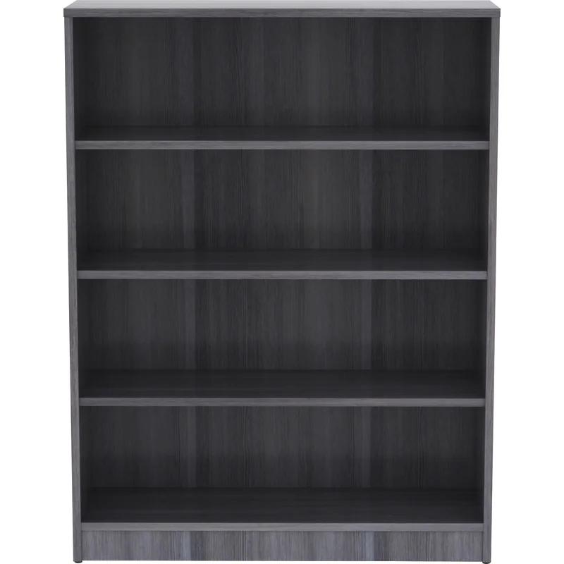Weathered Charcoal Contemporary Laminate Bookcase with Adjustable Shelves