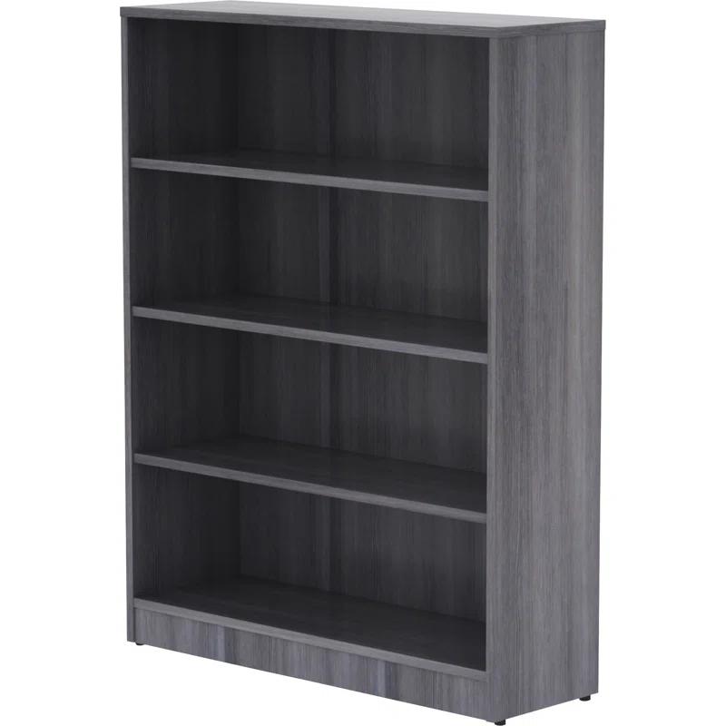 Weathered Charcoal Contemporary Laminate Bookcase with Adjustable Shelves