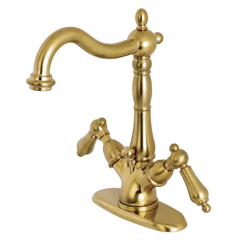 Heritage Brushed Brass 4" Centerset Traditional Bathroom Faucet
